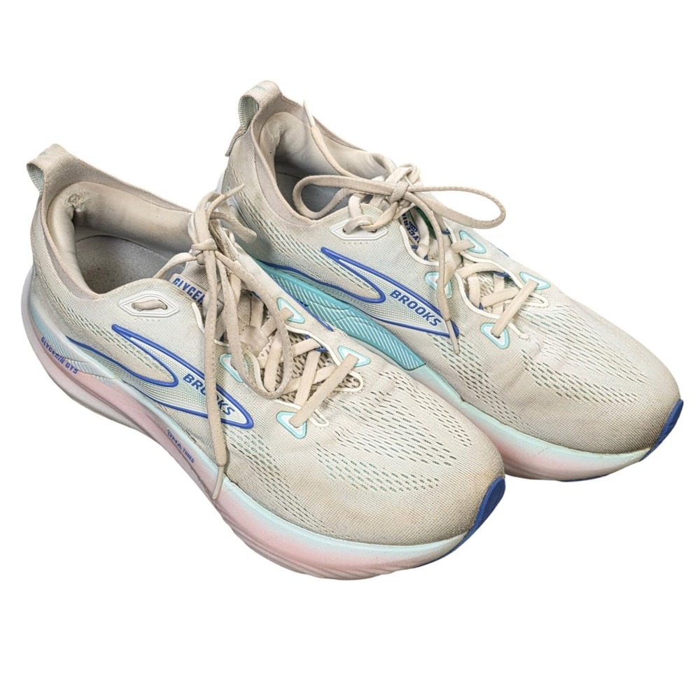 Brooks Glycerin GTS 22 Running Shoes Women's Size 11 White Blue‎ Pink DNA Tuned